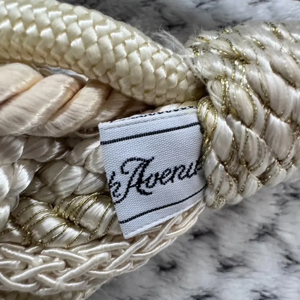 Saks Fifth Avenue Belt Womens Cream Gold Rope Knotted Coquette Feminine